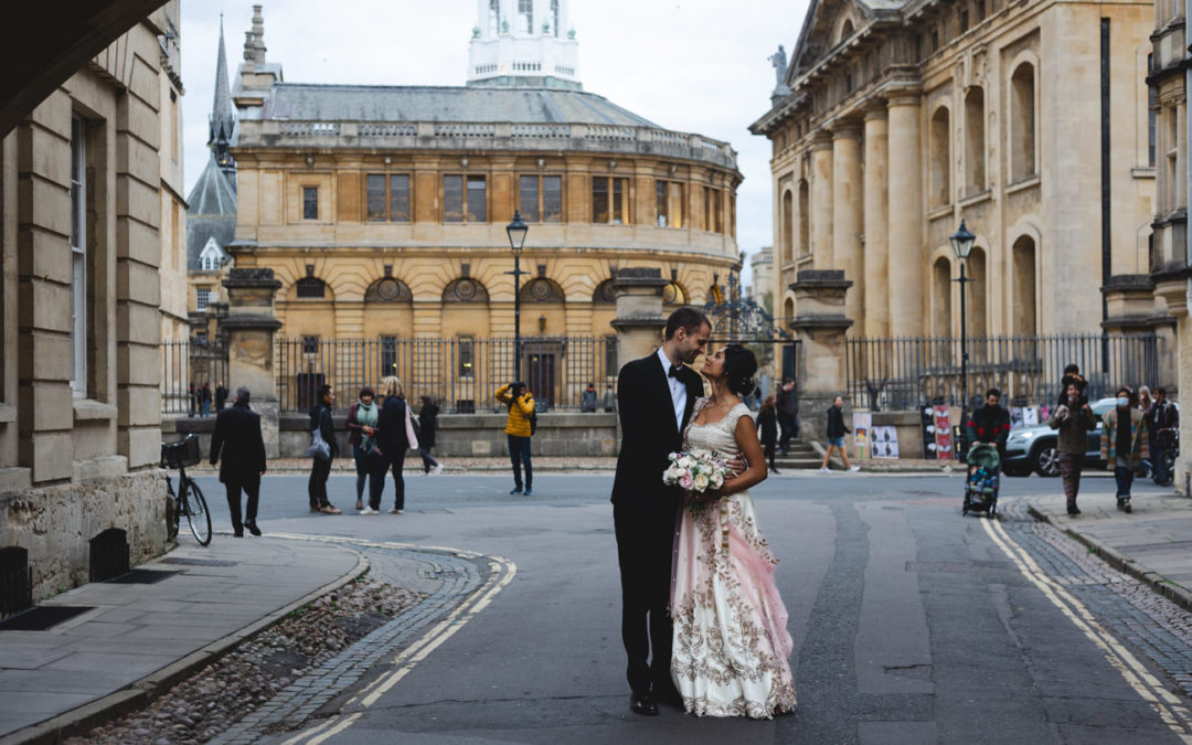 newly married couple in street Oxford Bodleian Libraries